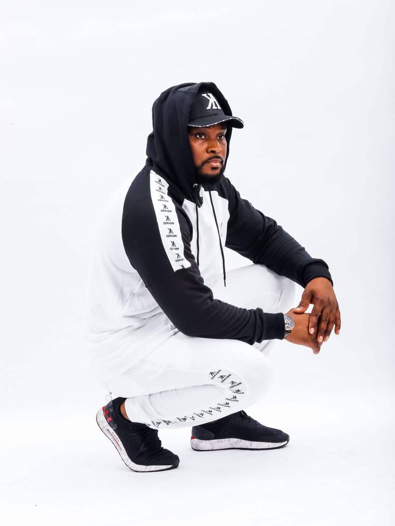 Konahm classic cotton Zip through Hoodie - White/Black - view 2